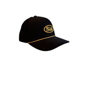 Brixton Black Corduroy Snapback Hat With Yellow Embroidered Logo & Trim